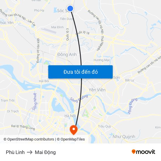 Phù Linh to Mai Động map