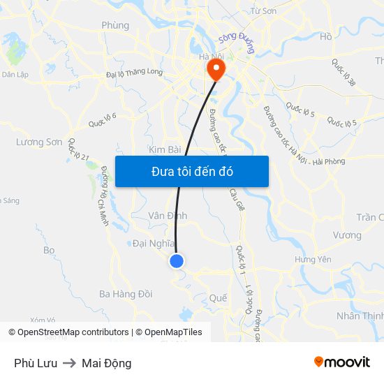 Phù Lưu to Mai Động map