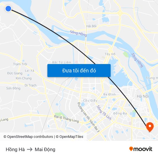 Hồng Hà to Mai Động map