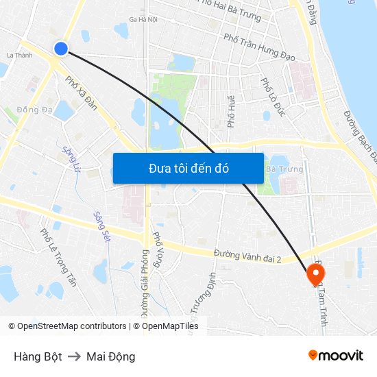 Hàng Bột to Mai Động map