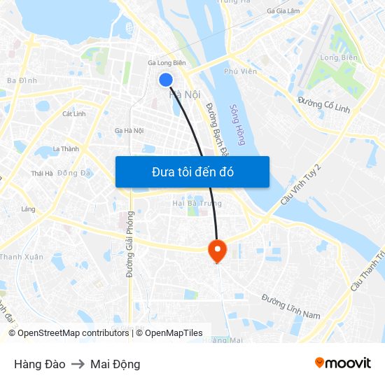 Hàng Đào to Mai Động map