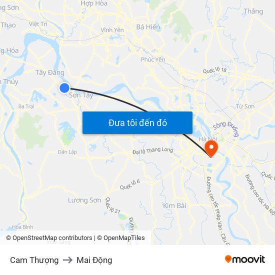 Cam Thượng to Mai Động map