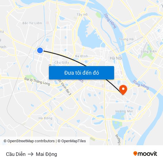 Cầu Diễn to Mai Động map