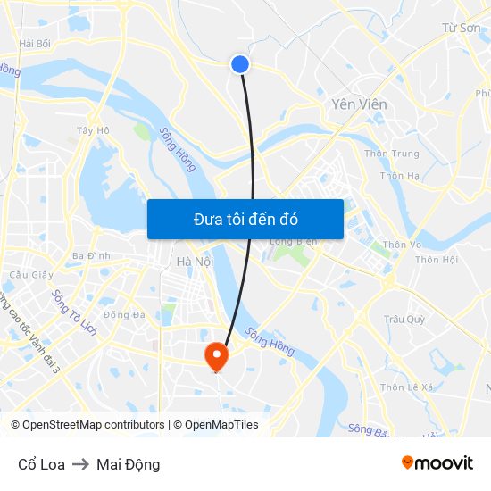 Cổ Loa to Mai Động map