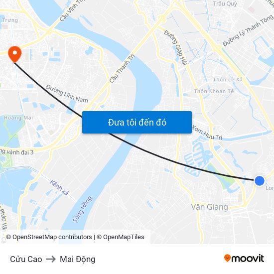 Cửu Cao to Mai Động map