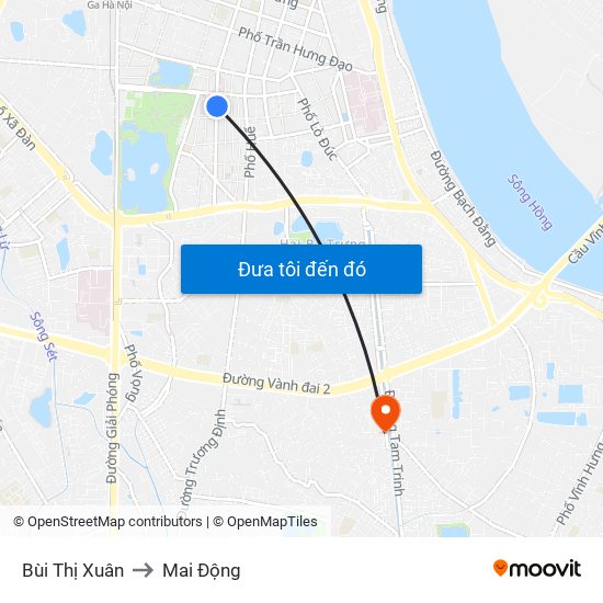 Bùi Thị Xuân to Mai Động map