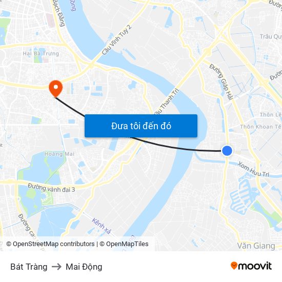 Bát Tràng to Mai Động map