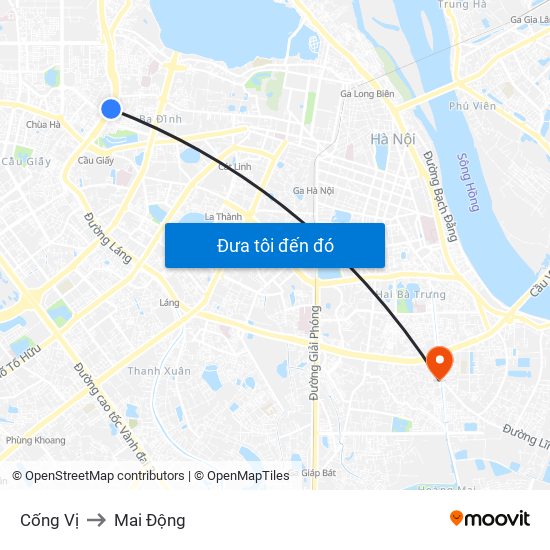 Cống Vị to Mai Động map