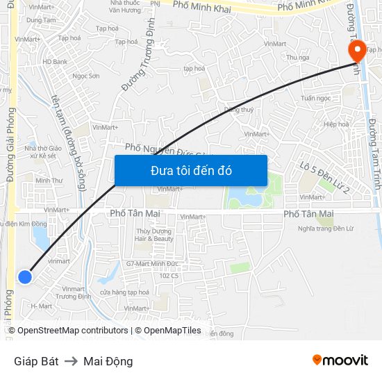 Giáp Bát to Mai Động map