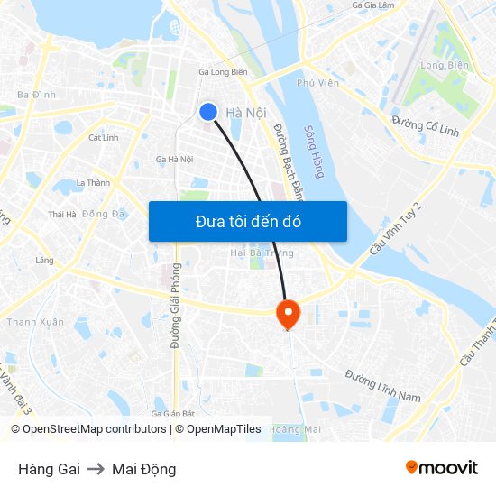 Hàng Gai to Mai Động map