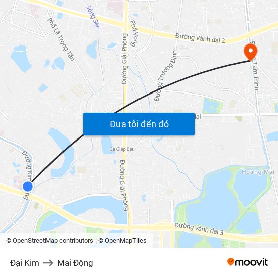 Đại Kim to Mai Động map
