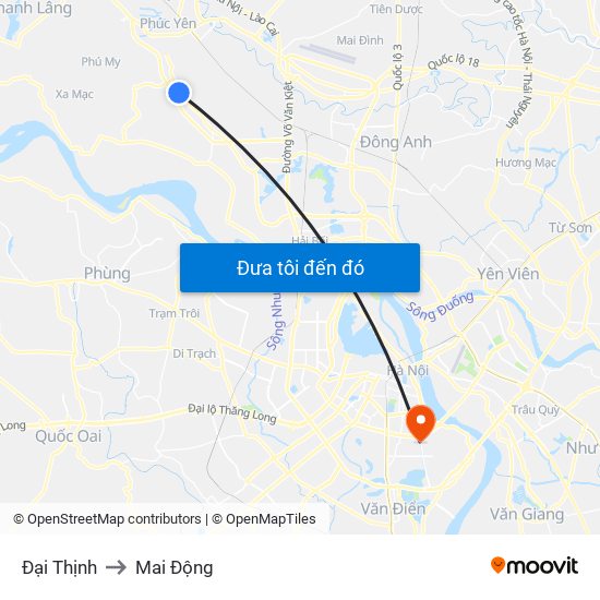 Đại Thịnh to Mai Động map