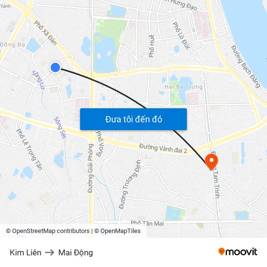Kim Liên to Mai Động map