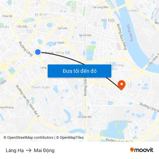 Láng Hạ to Mai Động map