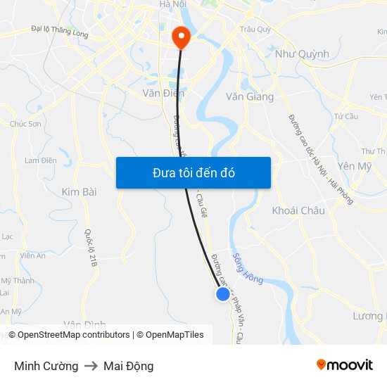 Minh Cường to Mai Động map