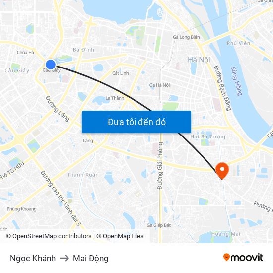 Ngọc Khánh to Mai Động map