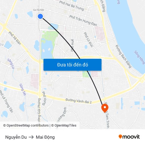 Nguyễn Du to Mai Động map