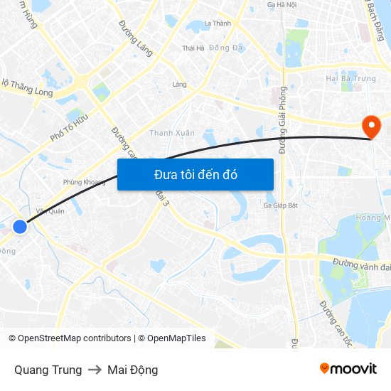 Quang Trung to Mai Động map