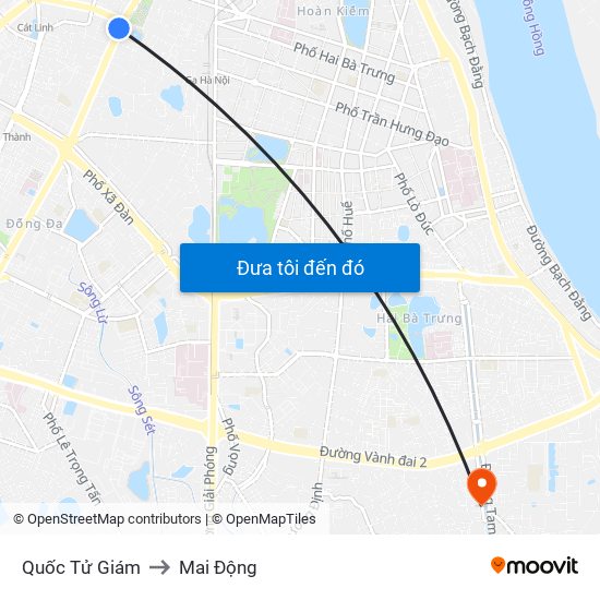 Quốc Tử Giám to Mai Động map