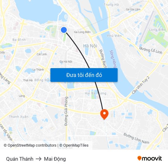 Quán Thánh to Mai Động map