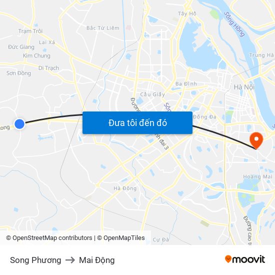 Song Phương to Mai Động map