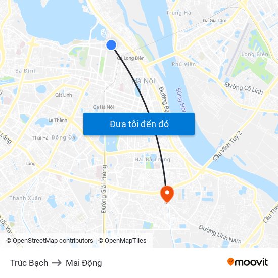 Trúc Bạch to Mai Động map