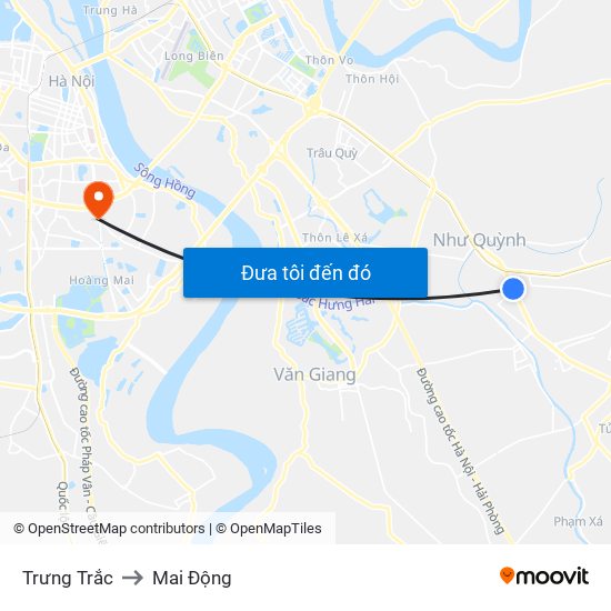 Trưng Trắc to Mai Động map