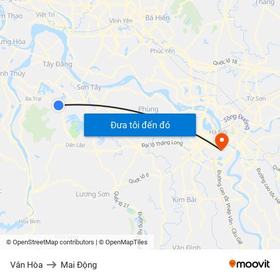 Vân Hòa to Mai Động map