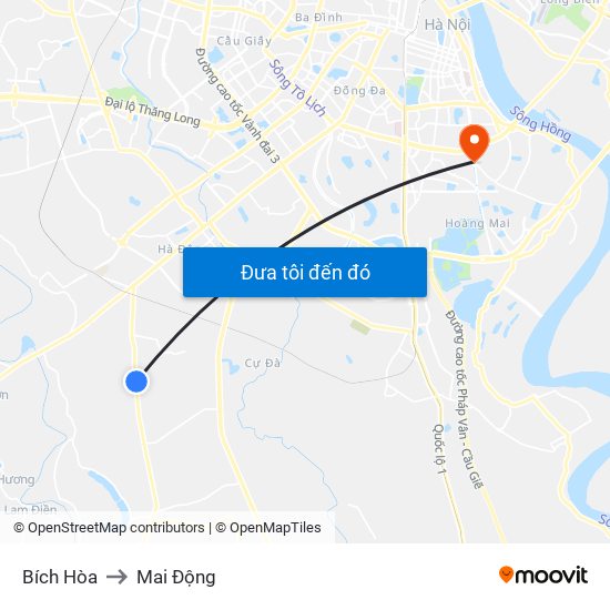 Bích Hòa to Mai Động map