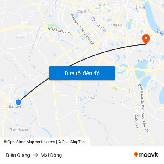 Biên Giang to Mai Động map