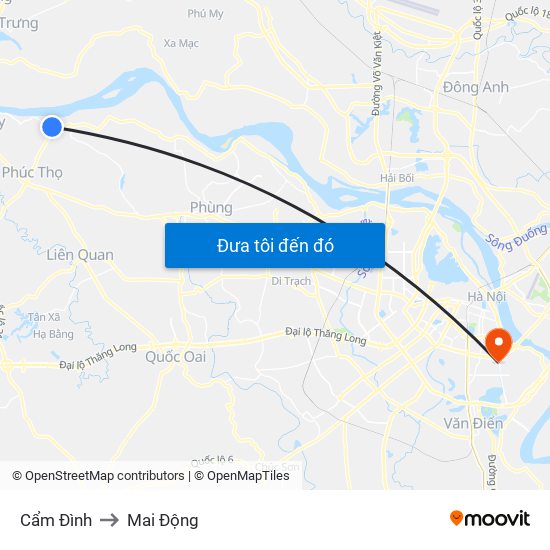 Cẩm Đình to Mai Động map