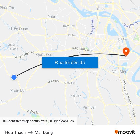 Hòa Thạch to Mai Động map