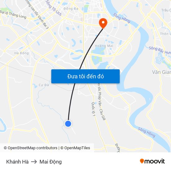 Khánh Hà to Mai Động map