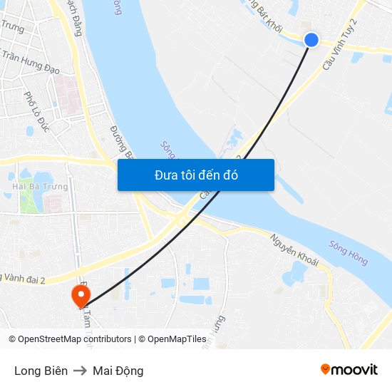 Long Biên to Mai Động map
