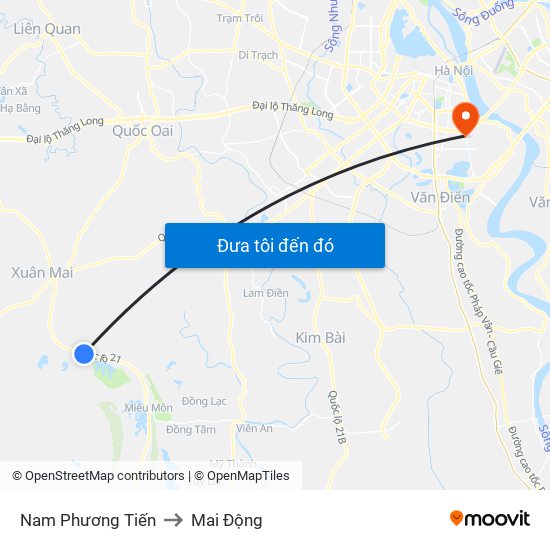 Nam Phương Tiến to Mai Động map