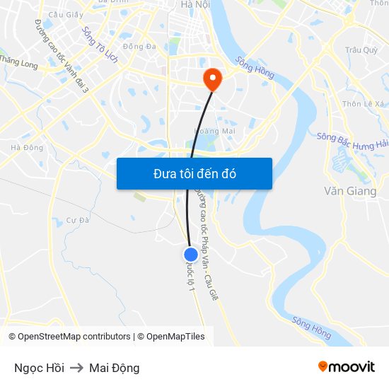 Ngọc Hồi to Mai Động map