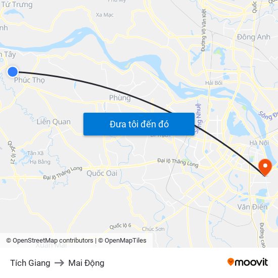 Tích Giang to Mai Động map