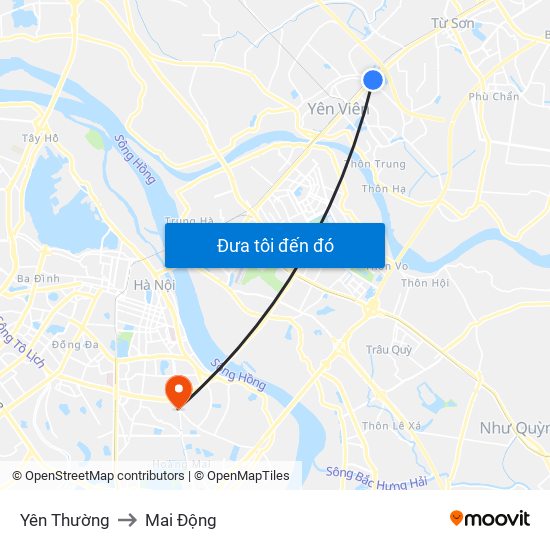 Yên Thường to Mai Động map