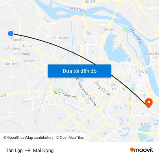 Tân Lập to Mai Động map