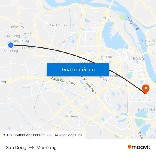 Sơn Đồng to Mai Động map