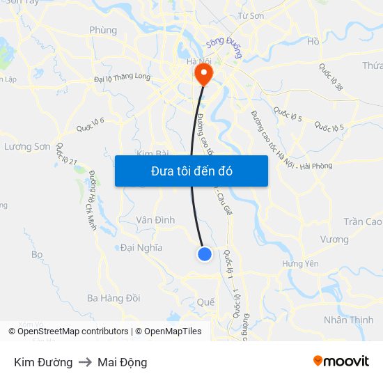 Kim Đường to Mai Động map