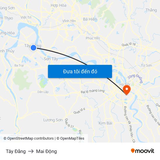 Tây Đằng to Mai Động map