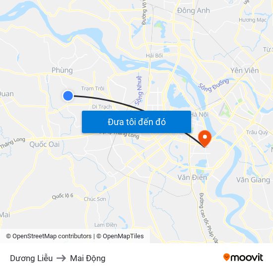 Dương Liễu to Mai Động map