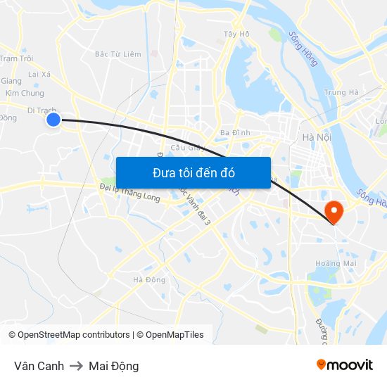 Vân Canh to Mai Động map