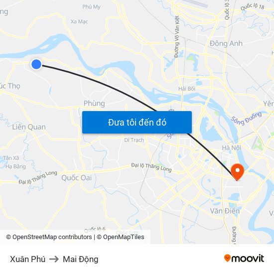 Xuân Phú to Mai Động map