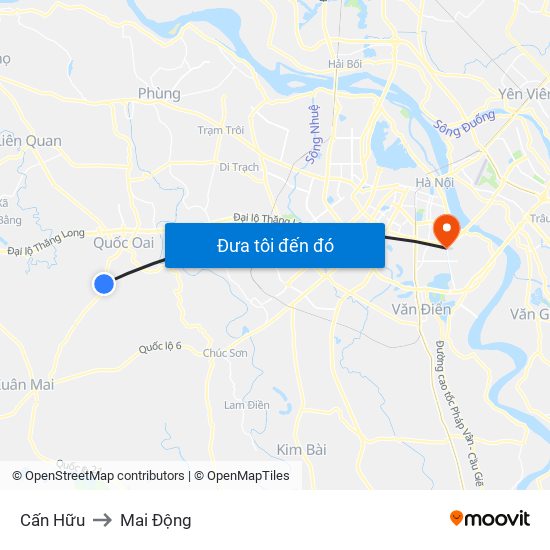 Cấn Hữu to Mai Động map