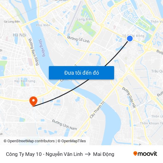 Công Ty May 10 - Nguyễn Văn Linh to Mai Động map