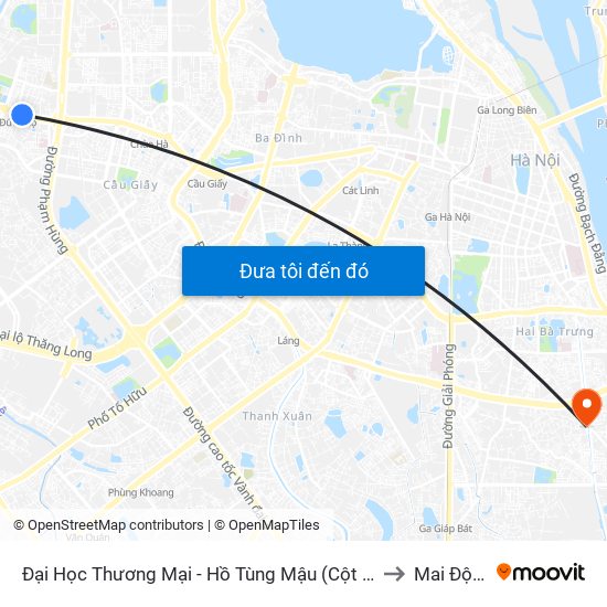 Đại Học Thương Mại - Hồ Tùng Mậu (Cột Sau) to Mai Động map