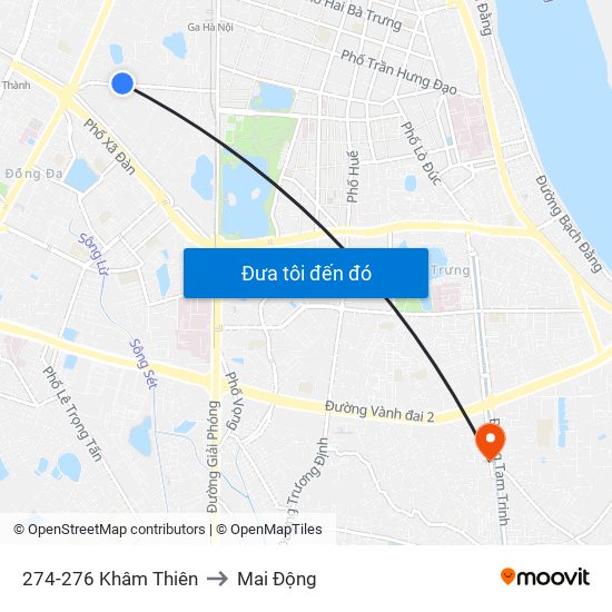 274-276 Khâm Thiên to Mai Động map