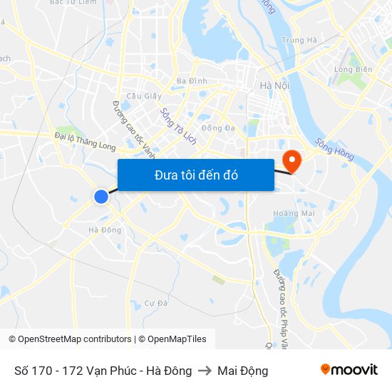 Số 170 - 172 Vạn Phúc - Hà Đông to Mai Động map